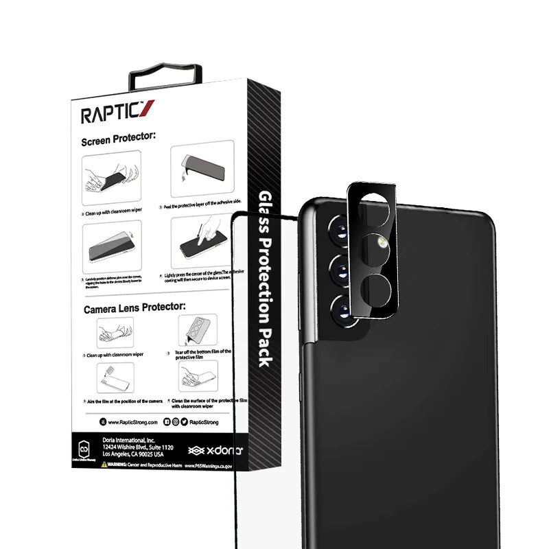 „Raptic“ stiklo apsaugos rinkinys „2 viename“, skirtas „Samsung Galaxy S22+“ (ekrano apsauga + kameros objektyvo apsauga)