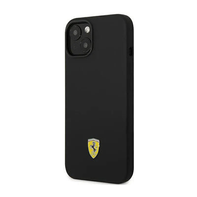 Ferrari Silicone Metal Logo – dėklas iPhone 14 Plus (juodas)