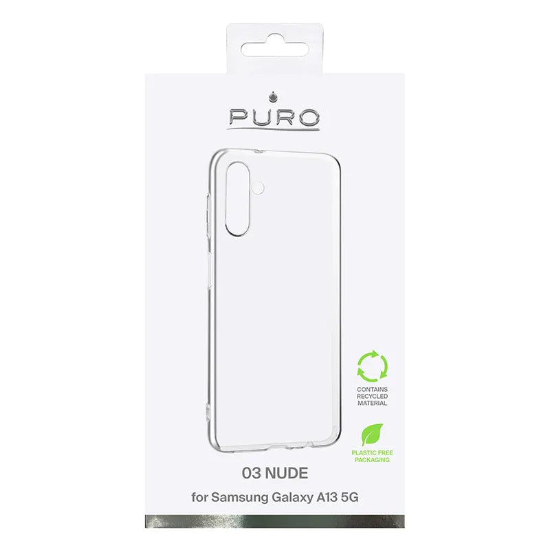 PURO 0.3 Nude – aplinką tausojantis dėklas Samsung Galaxy A13 5G telefonui (skaidrus)