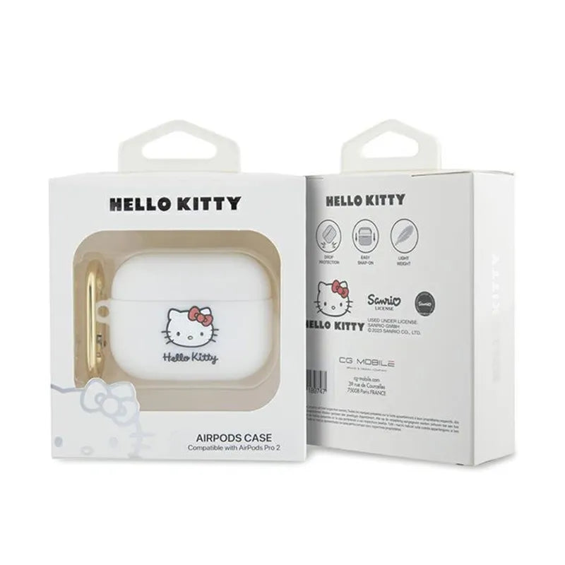 Hello Kitty silikoninis 3D Kitty Head dėklas AirPods Pro 2 ausinėms (baltas)