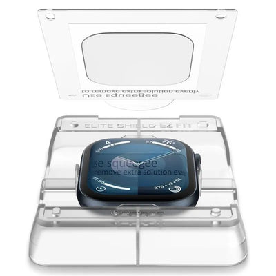 Spigen Elite Shield EZ Fit 2-Pack – hibridinė stiklo apsauga skirta Apple Watch 10 46 mm (skaidri)