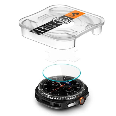 Spigen GLAS.TR EZ FIT 2-Pack – grūdintas stiklas, skirtas Samsung Galaxy Watch 8 Classic 46 mm (2 vnt.)