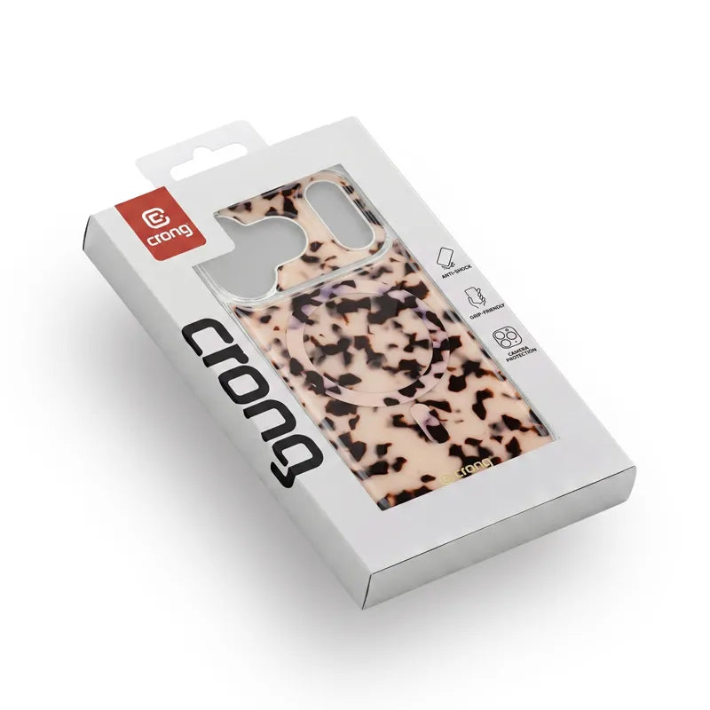 Crong Deluxe MAG Cover - iPhone 17 Pro MagSafe dėklas (Blonde Tortoise)