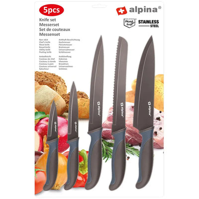 Alpina – nerūdijančio plieno peilių rinkinys (rudos spalvos)