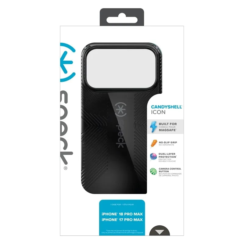 Speck Candyshell Icon MagSafe – dėklas, skirtas iPhone 18 Pro Max / 17 Pro Max (Black Licorice)