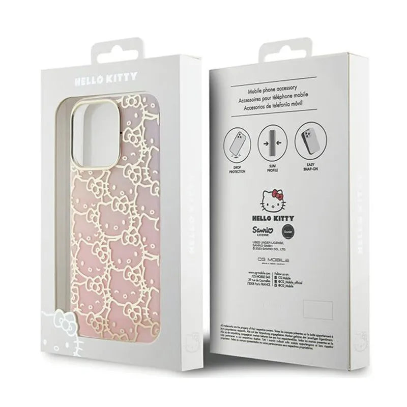 Hello Kitty IML Gradient Electrop Crowded Kitty Head – dėklas iPhone 15 Pro Max (rožinis)