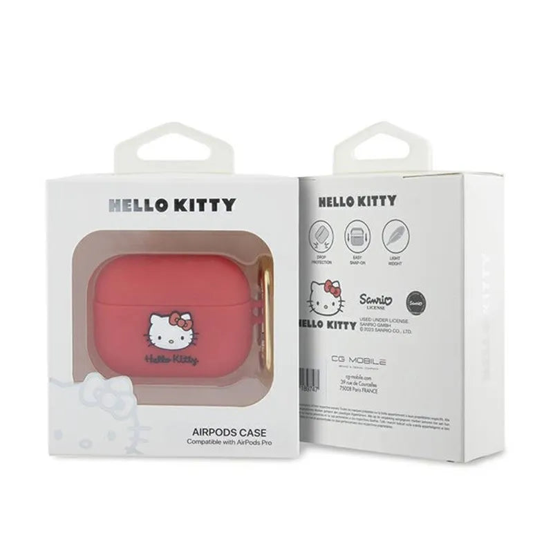 Hello Kitty silikoninis 3D „Kitty Head“ dėklas, skirtas „AirPods Pro“ (fuksijos spalvos)