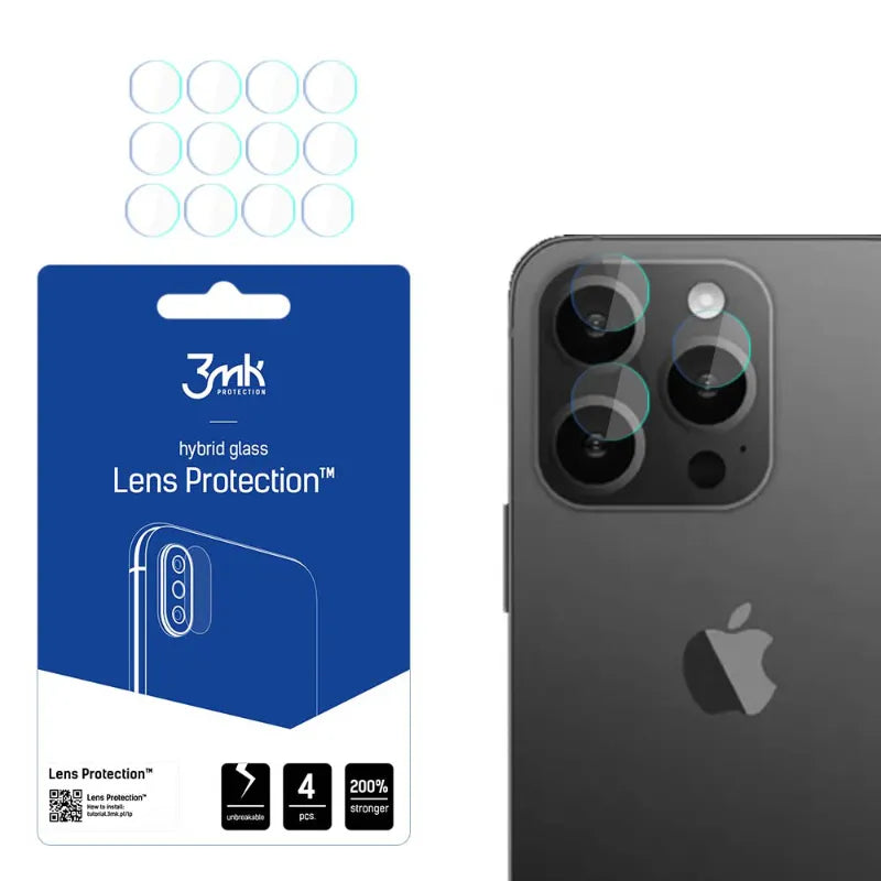 3mk Lens Protection – fotoaparato objektyvo stiklas, skirtas iPhone 15 Pro (4 komplektai)