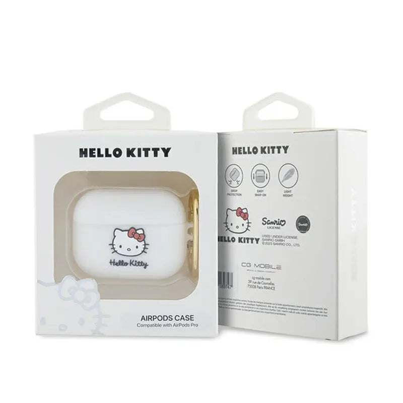 Hello Kitty silikoninis 3D „Kitty Head“ dėklas, skirtas AirPods Pro (baltas)