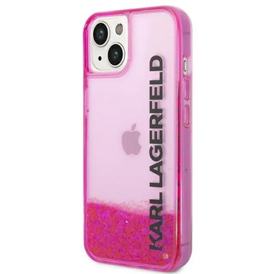 Karl Lagerfeld Liquid Glitter Translucent Elongated Logo dėklas – dėklas iPhone 14 Plus (rožinis)