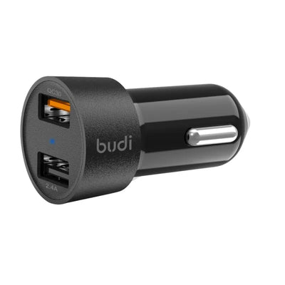 Budi – QC 3.0/2 USB automobilinis įkroviklis su LED indikatoriumi