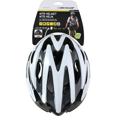 Dunlop - reguliuojamas MTB dviračio šalmas, M dydis 55-58 cm (baltas su juodu)
