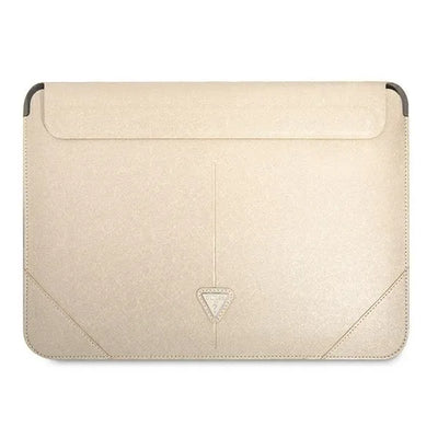 „Guess Saffiano Triangle Logo“ dėklas – 16" nešiojamojo kompiuterio krepšys (smėlio spalvos)