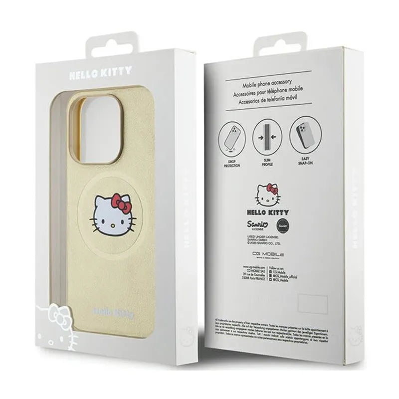 Hello Kitty Leather Kitty Head MagSafe dėklas iPhone 13 Pro Max (auksinis)
