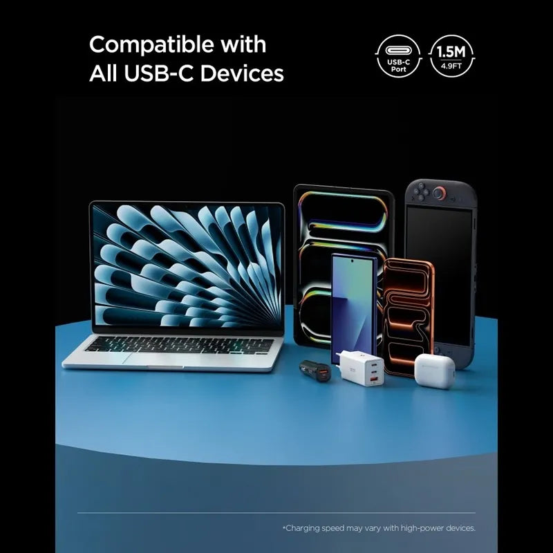 Spigen EB10015CC Essential - USB-C į USB-C PD laidas 100W 1.5m (Juodas)