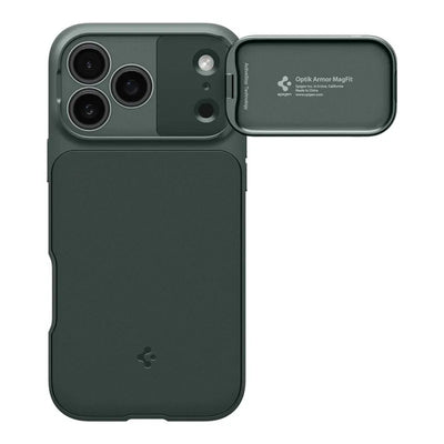 Spigen Optik Armor Mag MagSafe – dėklas iPhone 17 Pro Max (žalias)
