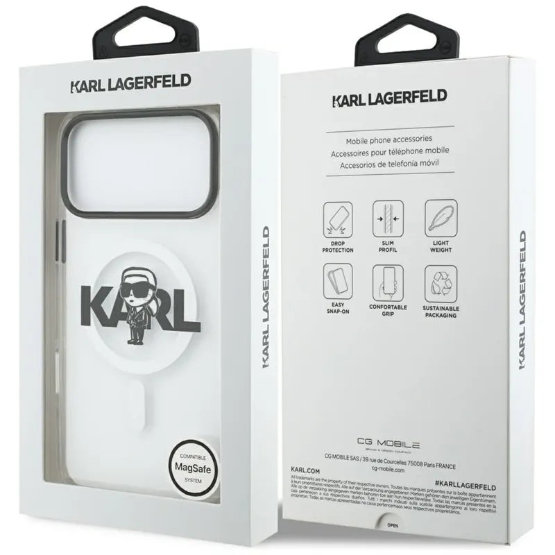 Karl Lagerfeld IML Karl Sketch Logo MagSafe – dėklas iPhone 17 Pro Max (skaidrus)