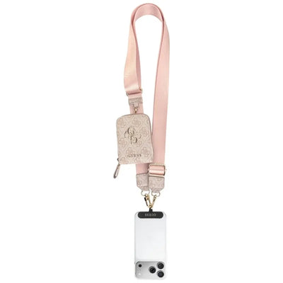 Guess 4G Metal Logo Universal Crossbody Phone Strap Small Purse – telefono dirželis/dirželis per petį su pinigine (rožinė)