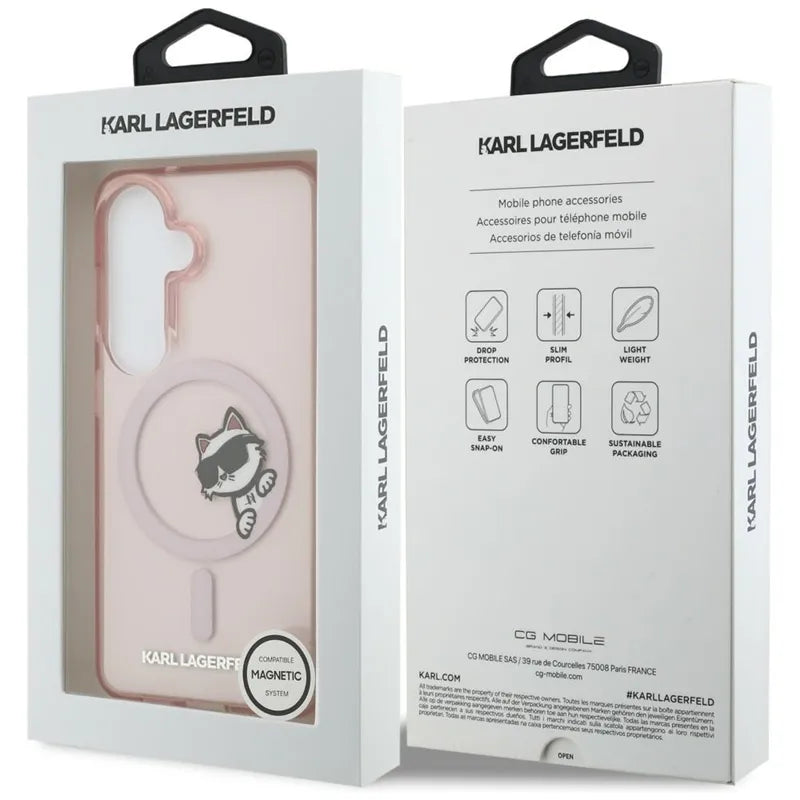 Karl Lagerfeld IML Peekaboo Choupette MagSafe – Samsung Galaxy S26 dėklas (rožinis)