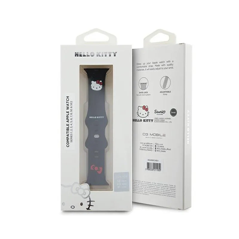 Hello Kitty Silicone Kitty Head – dirželis Apple Watch 38/40/41 mm (juodas)