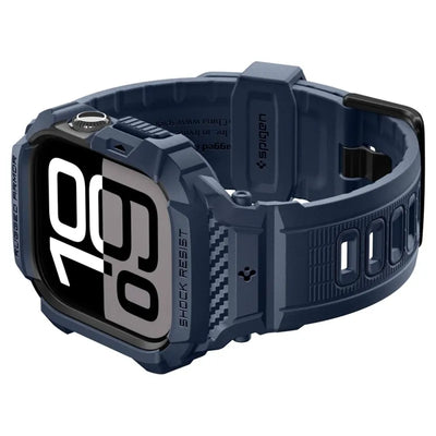 Spigen Rugged Armor Pro V2 – Apyrankė su dėklu, skirta Apple Watch 10/11 42mm (tamsiai mėlyna)