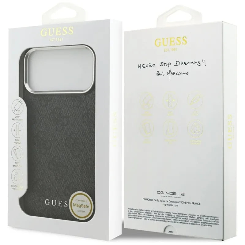 Guess 4G Classic Logo MagSafe – iPhone 17 Pro Max dėklas (juodas)
