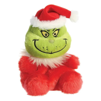 Grinch – Pliušinis žaislas / sėdintis Grinch su Kalėdų Senelio kostiumu 13 cm iš Palm Pals kolekcijos, ekologiškas