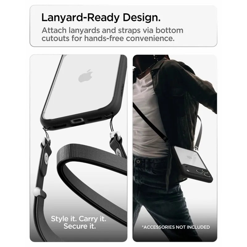 Spigen Ultra Hybrid – dėklas, skirtas iPhone 18 Pro / 17 Pro (matinė juoda spalva)
