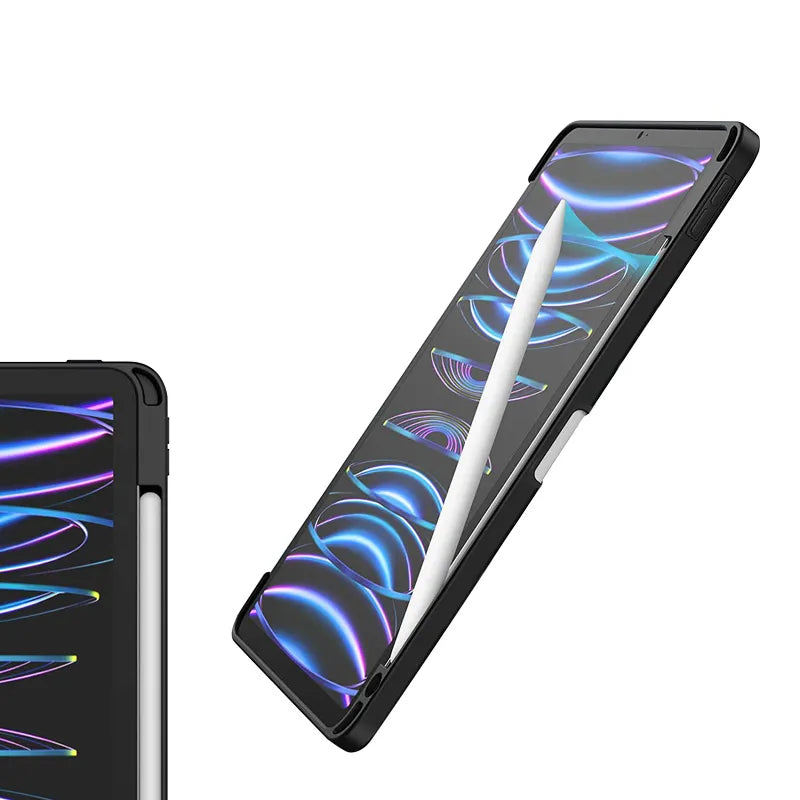 Crong PrimeFolio – Dėklas iPad Air 11” (2026-2024) / iPad Air 10,9” (5-4 kartos) / iPad Pro 11" (2022-2021) (Juodas/Skaidrus)