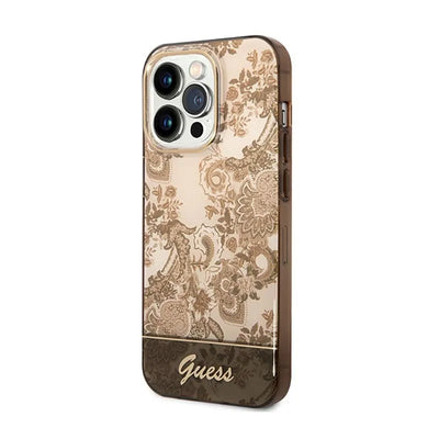 „Guess Porcelain“ kolekcija – Dėklas „iPhone 14 Pro Max“ (ochrinis)