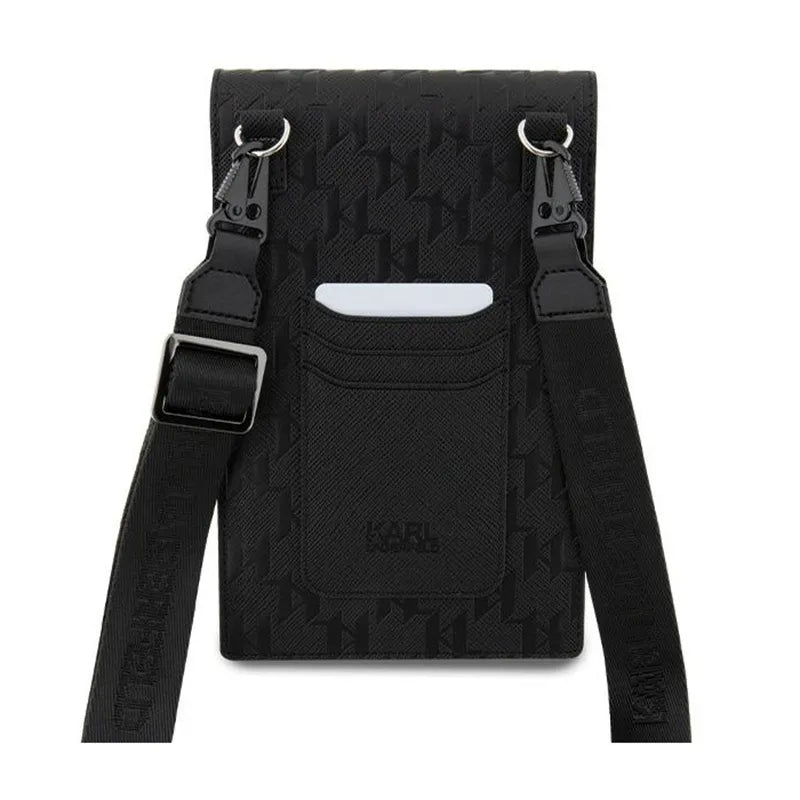 Karl Lagerfeld Saffiano Monogram Choupette - telefono krepšys per petį (juodas)