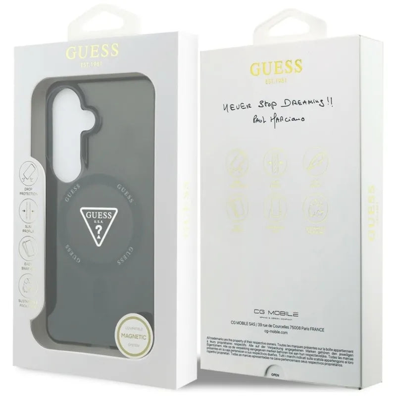 Guess IML Gradient Triangle MagSafe - Samsung Galaxy S26 dėklas (juodas)