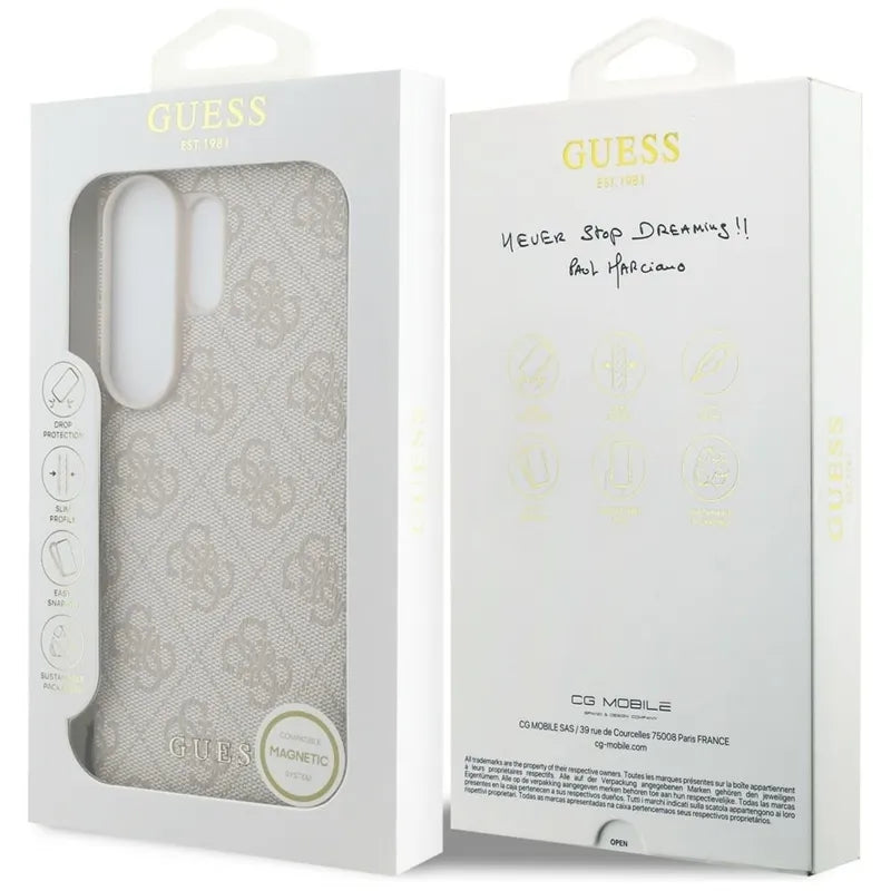 Guess 4G Classic Logo Charm MagSafe – Samsung Galaxy S26 Ultra dėklas (rožinis)