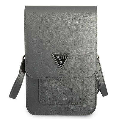 Guess Saffiano Triangle Logo telefono krepšys (pilkas)