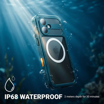 Crong Seal Cover – IP68 vandeniui atsparus dėklas, skirtas iPhone 16 Pro (juodas)