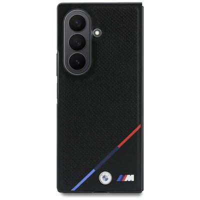 BMW M Leather Perforated Tricolor Stripe Metal Logos MagSafe – dėklas Samsung Galaxy Z Fold 8 Ultra (juodas)