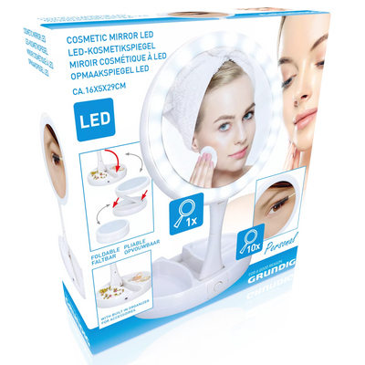 Grundig kosmetinis veidrodis su 12 LED, sulankstomas, 10× / 1× 871125213983