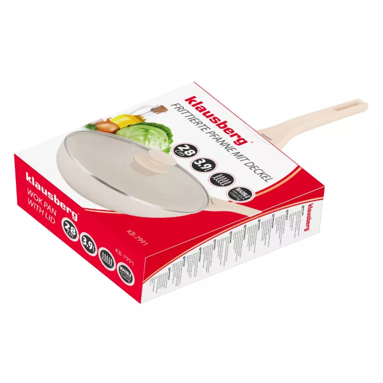 Klausberg WOK keptuvė su dangčiu Ø28 cm 3,9 l kreminė KB-7991