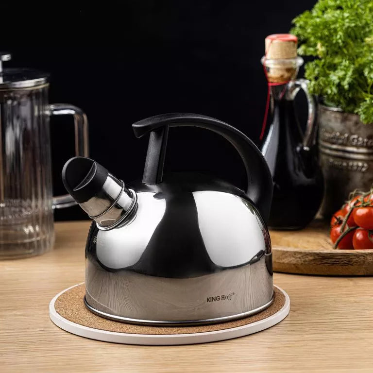 KINGHoff nerūdijančio plieno virdulys su švilpuku, 1,5 l, sidabrinis KH-1896