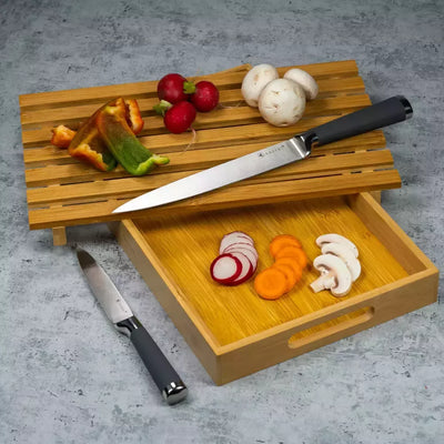 Kinghoff bambuko duonos pjaustymo lentelė su padėklu KH-1682