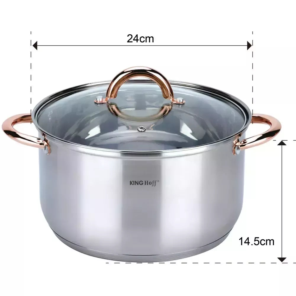 KINGHoff nerūdijančio plieno puodų rinkinys, 6 dalių, rožinio aukso spalvos KH-1762