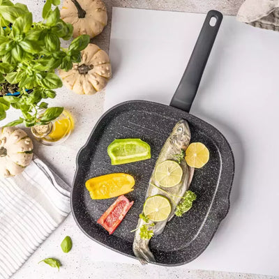 Aliumininė keptuvė su marmurine danga, Ø28 cm, juoda KB-7662