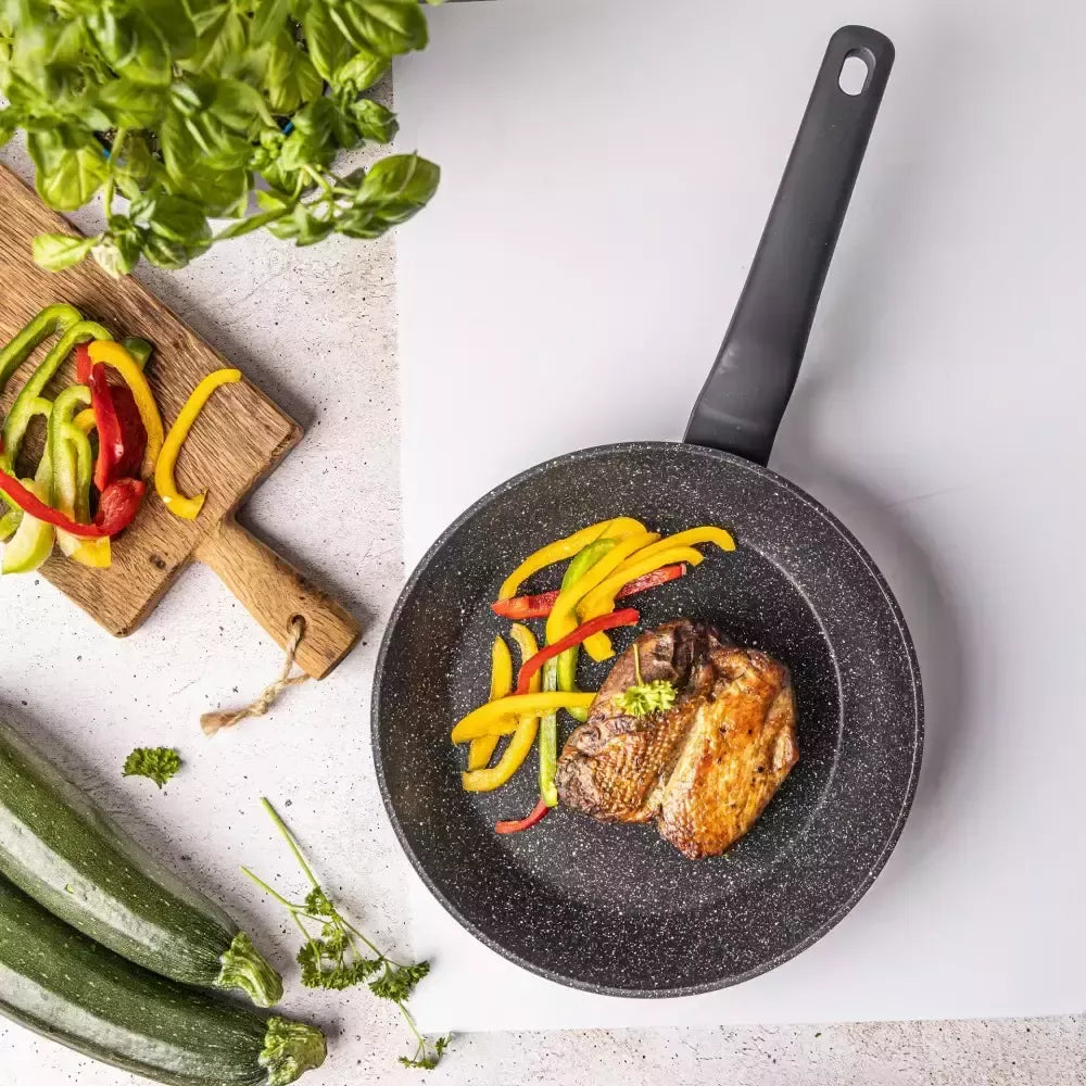 Aliumininė keptuvė su marmurine danga, Ø24 cm, juoda KB-7664