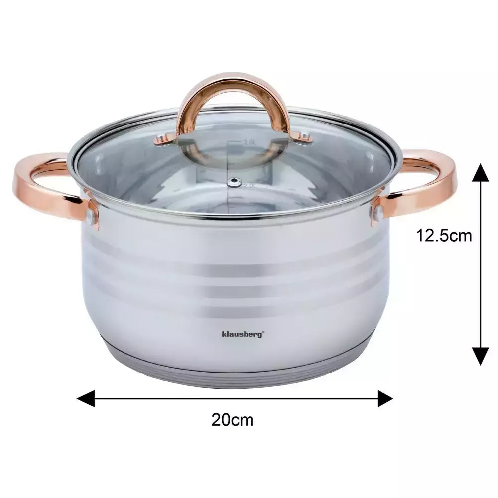 Klausberg nerūdijančio plieno puodų rinkinys, kelių dydžių KB-7700