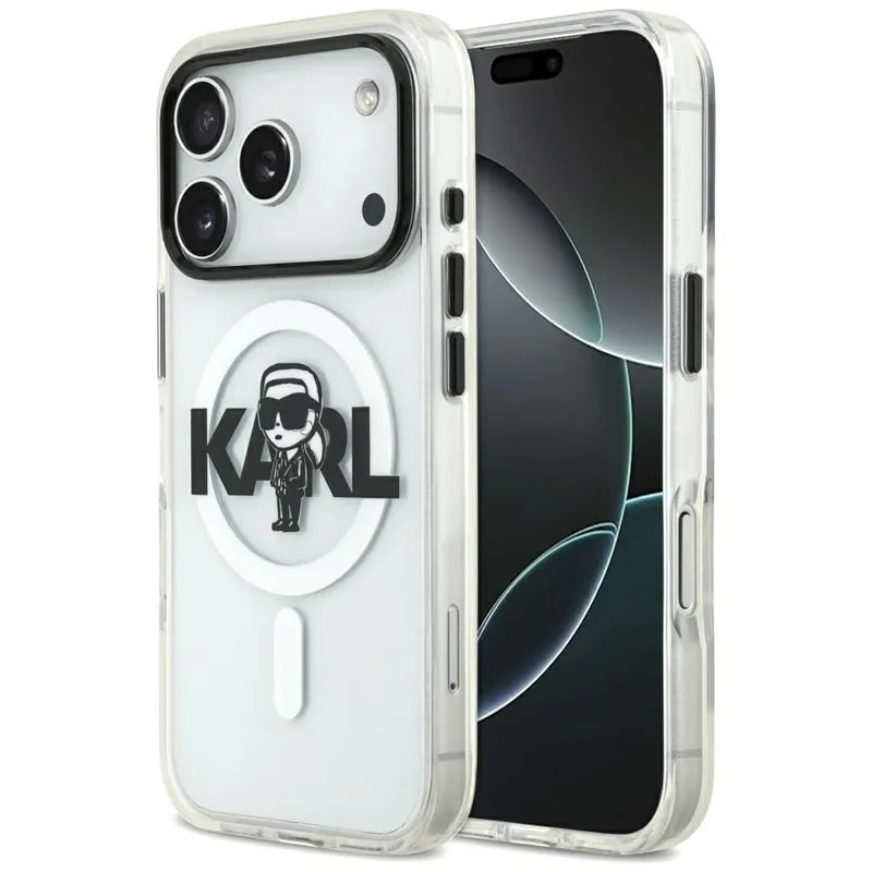 Karl Lagerfeld IML Karl Sketch Logo MagSafe – Dėklas iPhone 17 Pro (skaidrus)