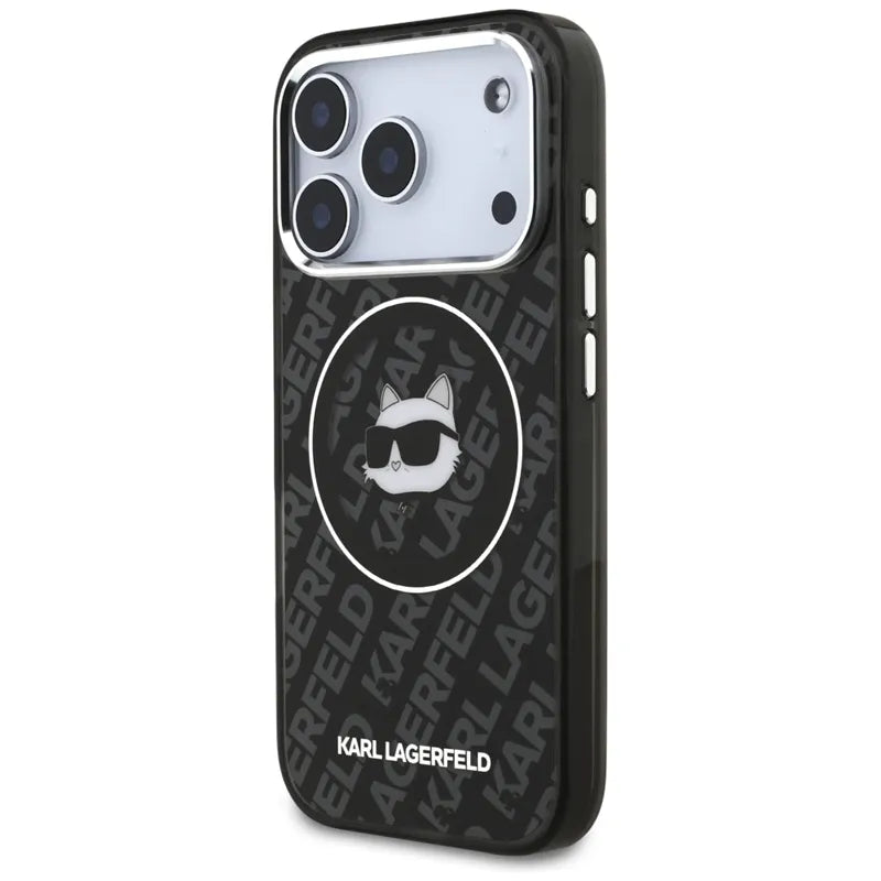 Karl Lagerfeld IML Choupette Head Logo MagSafe – dėklas iPhone 17 Pro telefonui (juodas)
