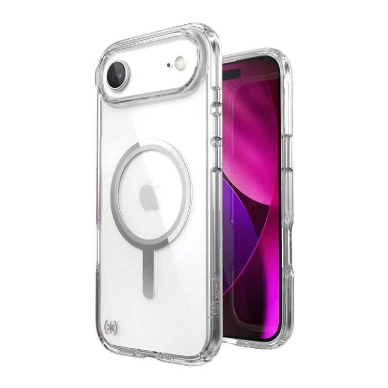 Speck Presidio Perfect Clear MagSafe – iPhone Air dėklas (skaidrus / sidabrinis)