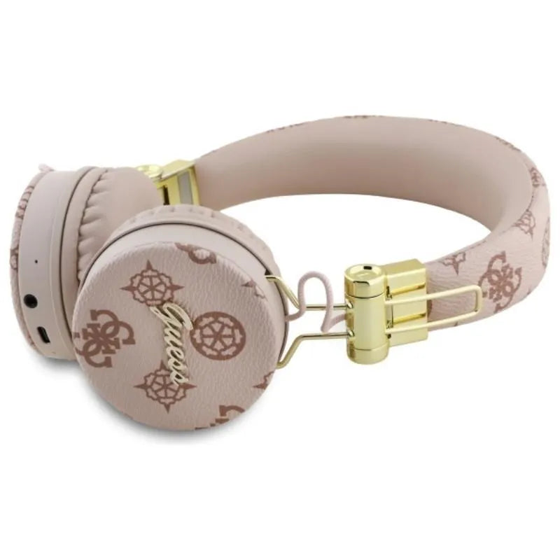 Guess Peony Script Round Shape – belaidės ant ausų dedamos „Bluetooth“ ausinės su ENC (rudas)