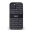 DKNY Leather Mono Stripe & Metal Logo – dėklas iPhone 15 / 14 / 13 (juodas)
