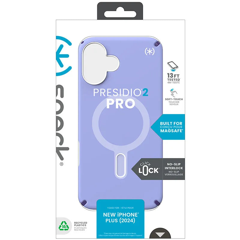 Speck Presidio2 Pro ClickLock & MagSafe – dėklas iPhone 16 Plus (Future Lavender / Cassis Purple / White)